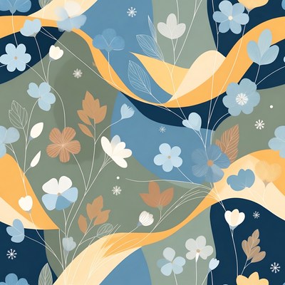 Colorful floral pattern design with shapes