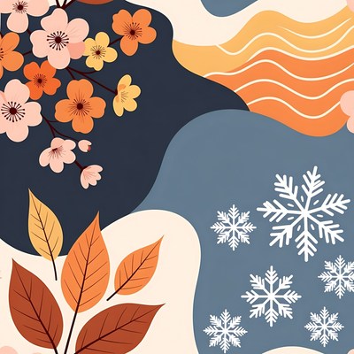 Seasonal floral and winter pattern design