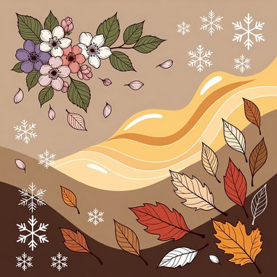 Colorful floral pattern with seasonal elements