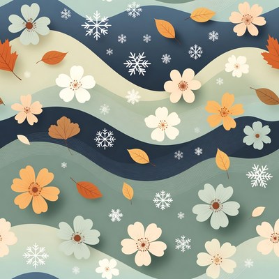 Flowers and snowflakes in pattern design