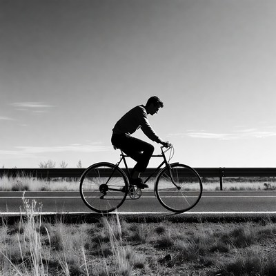 Biker riding on a road
