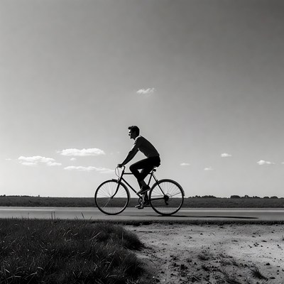 Man riding bicycle on road
