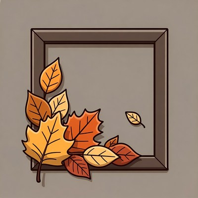 Autumn leaves in a frame