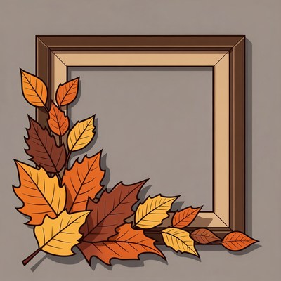 Colorful autumn leaves in a frame