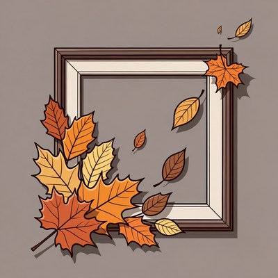 Autumn leaves surround empty frame