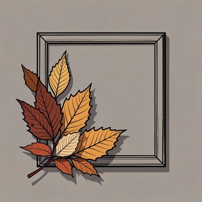Leaves and frame on a wall
