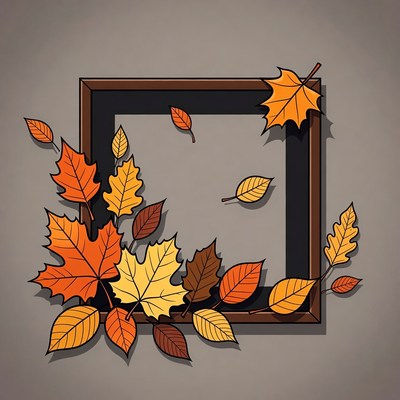 Autumn leaves arranged in a frame