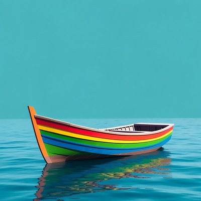 Colorful boat floating on water