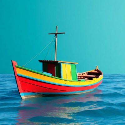 Colorful fishing boat on water