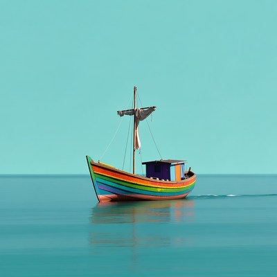 Colorful boat on calm water