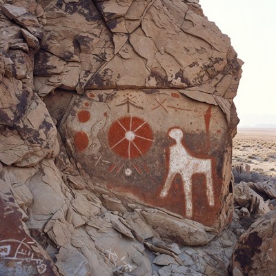 Ancient rock art in desert