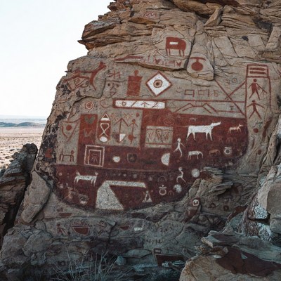Ancient rock art at a desert site