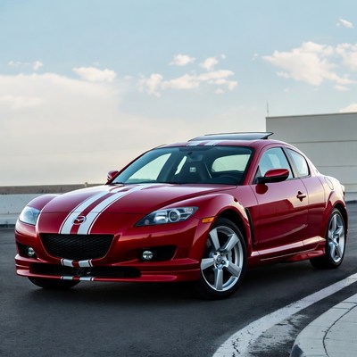 Red car parked by road