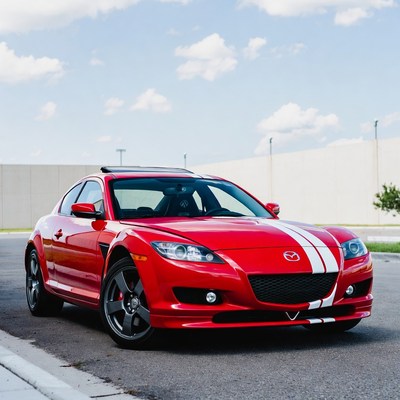 Red car parked in open area