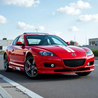 Red sports car on urban road