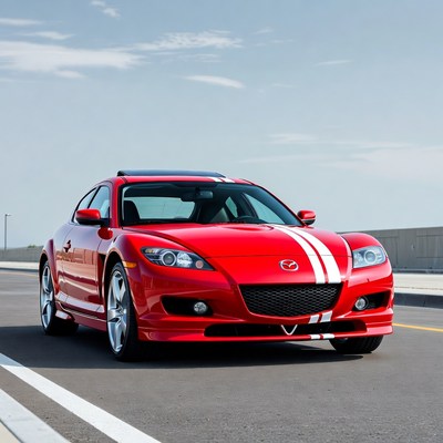 Red sports car on empty road