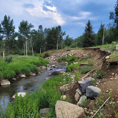 River flows through green landscape