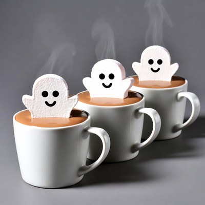 Ghosts in coffee cups for halloween