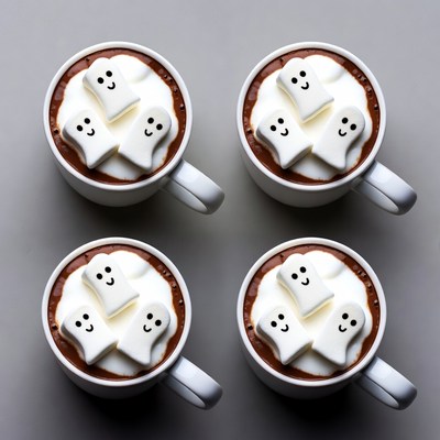 Spooky hot chocolate with ghost marshmallows