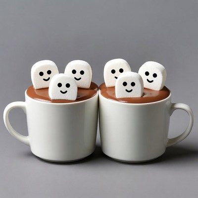Ghosts in hot chocolate cups