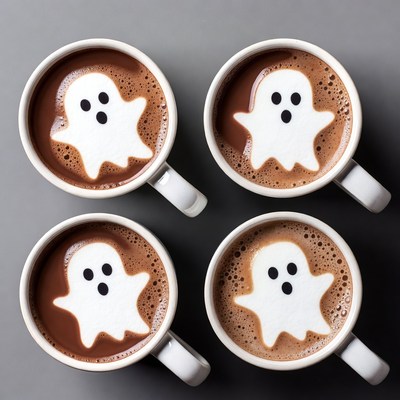 Ghosts in hot chocolate cups
