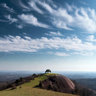 View from a hill with a tree