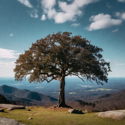 Tree on mountain top under clear sky