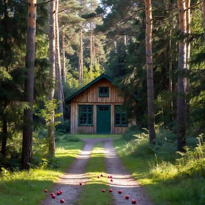 Pathway to the cabin in the woods