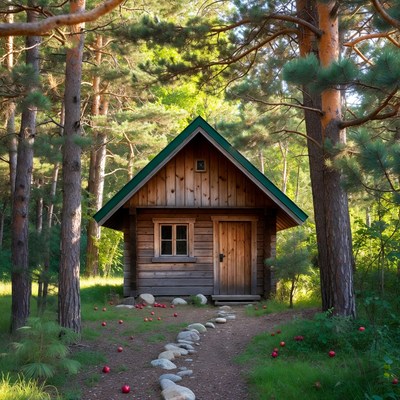 Wooden cabin in the forest