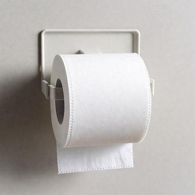 Empty toilet paper roll on wall