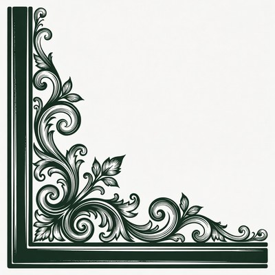 Floral design in green corner