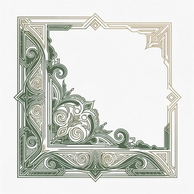 Decorative border design in green and white