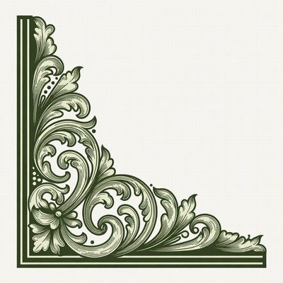 Decorative floral corner design element