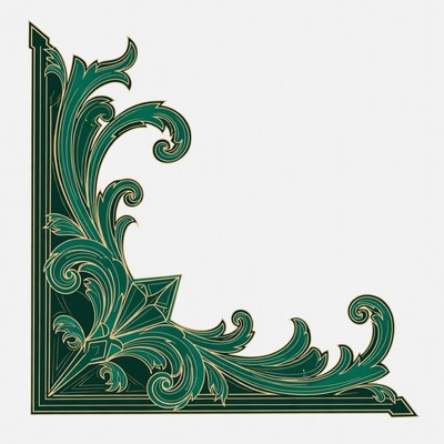 Ornate corner design in green
