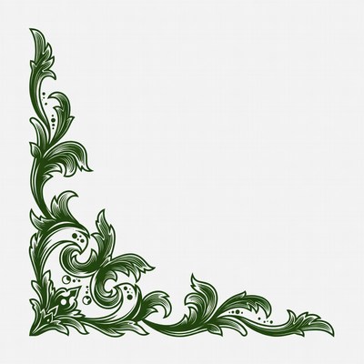 Decorative green floral design in corner