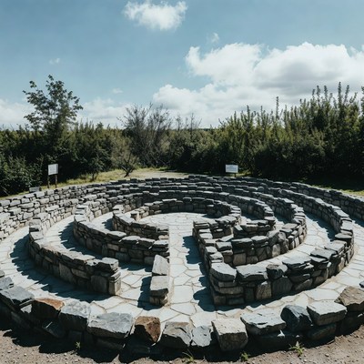Stone maze in outdoor park