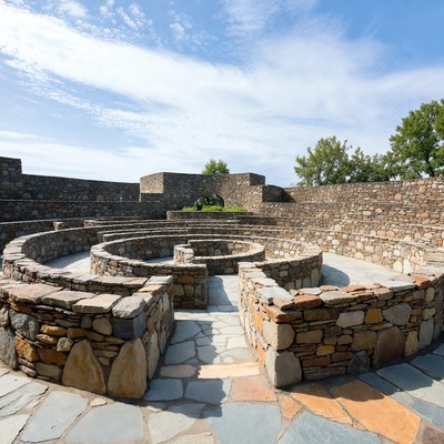Historic stone structure at open site