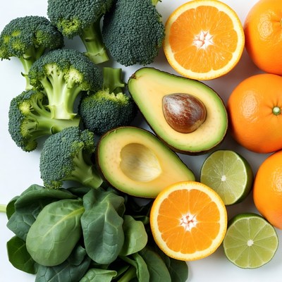 Fresh fruits and vegetables on display