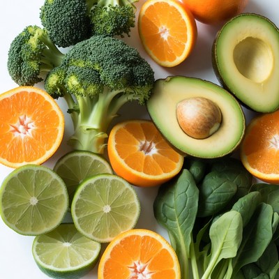 Fresh fruits and vegetables on a table