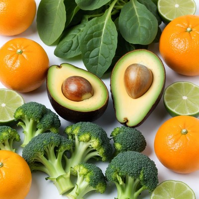 Colorful fruits and vegetables on display