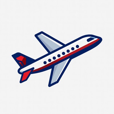 Colorful airplane illustration on white background
