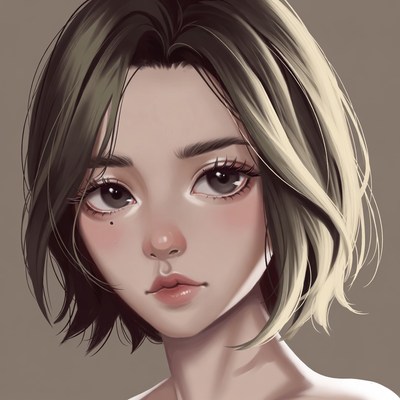 Portrait of a young woman with short hair