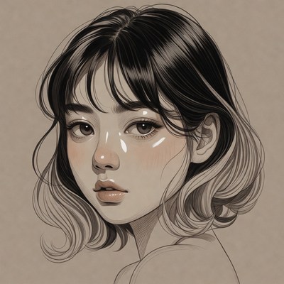 Young woman with bob haircut in portrait