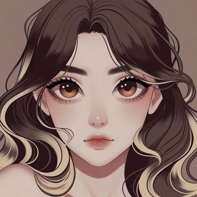 Woman with wavy hair and big eyes