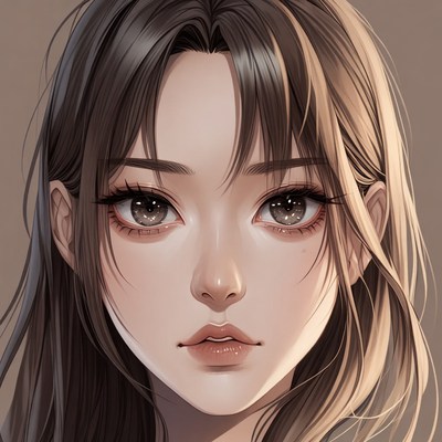 Young woman with long hair and big eyes