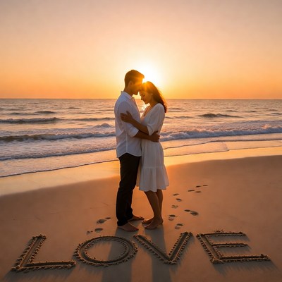 Couple at sunset on the beach