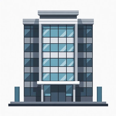 Modern building design with glass front