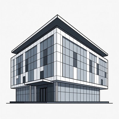 Modern building design with glass facade