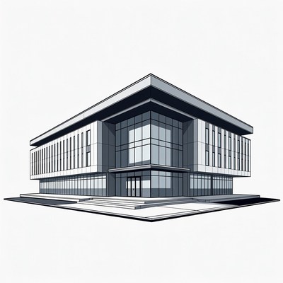 Modern building design with sharp angles