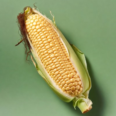 Fresh corn on green background